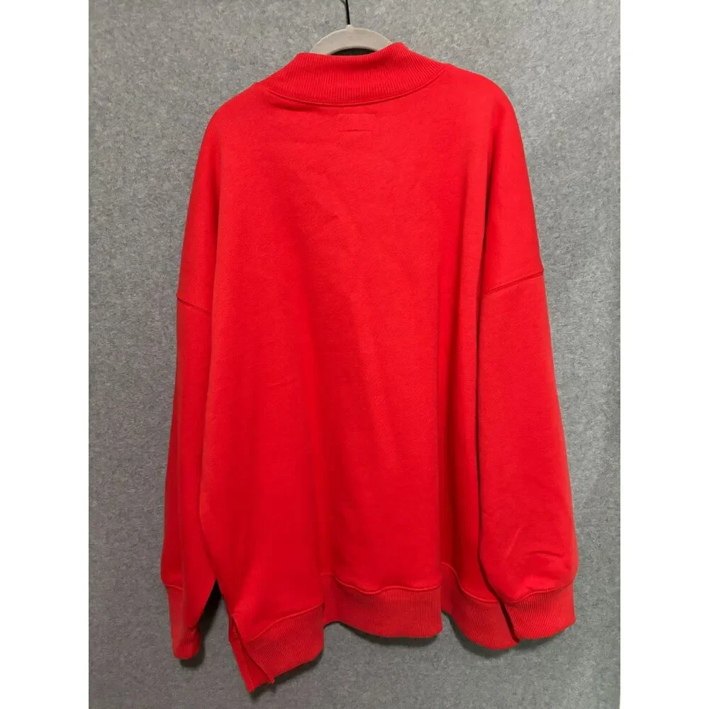 AE American Eagle Oversized Red Mock Neck Sweater Women's XL Cozy Casual Soft - Picture 4 of 7